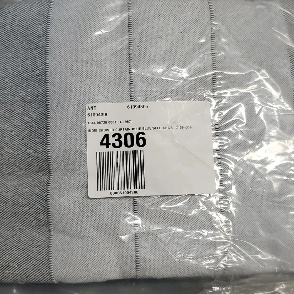 Anthropologie Striped Indie Shower Curtain - grey/blue